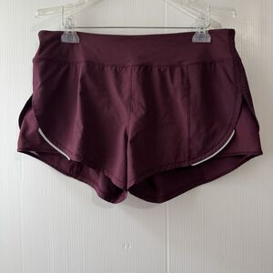 Zyia Active Women’s Shorts Burgundy Activewear Running Lined Zip Pocket Sz L